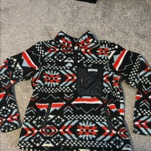Columbia Black and Red Patterned Sweatshirt